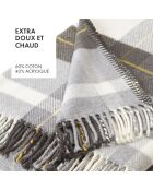 Plaid à carreaux tissé tartan gris/blanc - 130x170 cm