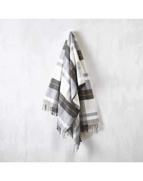 Plaid à carreaux tissé tartan gris/blanc - 130x170 cm
