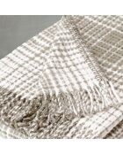 Plaid à carreaux tartan gaufré taupe - 130x170 cm