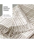 Plaid à carreaux tartan gaufré taupe - 130x170 cm