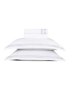 Parure drap plat + drap-housse + taies rectangles en satin de coton Bastia Gris / Blanc