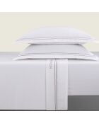 Parure drap plat + drap-housse + taies rectangles en satin de coton Bastia Gris / Blanc