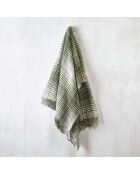 Plaid à carreaux tartan gaufré vert et blanc - 130x170 cm
