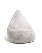 Housse de pouf en fausse fourrure grise - 130x80 cm
