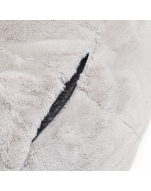 Housse de pouf en fausse fourrure grise - 130x80 cm