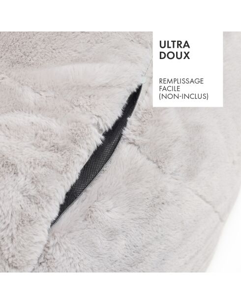 Housse de pouf en fausse fourrure grise - 130x80 cm