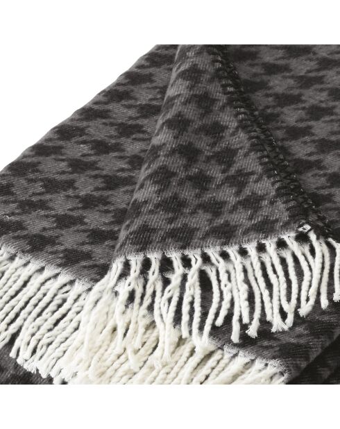 Plaid à carreaux tissé Pied de Poule Noir / Gris foncé - 130x170 cm