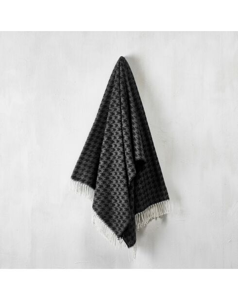 Plaid à carreaux tissé Pied de Poule Noir / Gris foncé - 130x170 cm