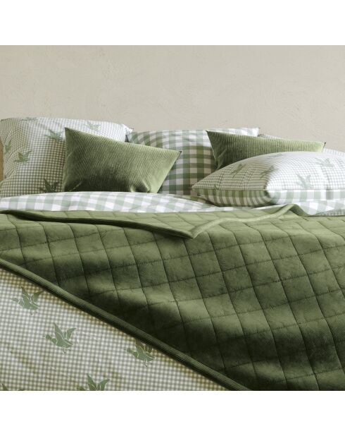 Housse de coussin en velours côtelé vert - 45x60 cm