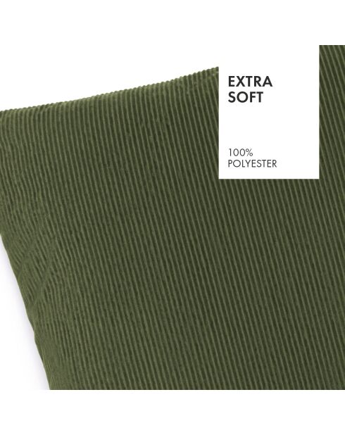 Housse de coussin en velours côtelé vert - 45x60 cm