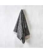 Plaid à carreaux tissé léopard noir/gris foncé - 130x170 cm
