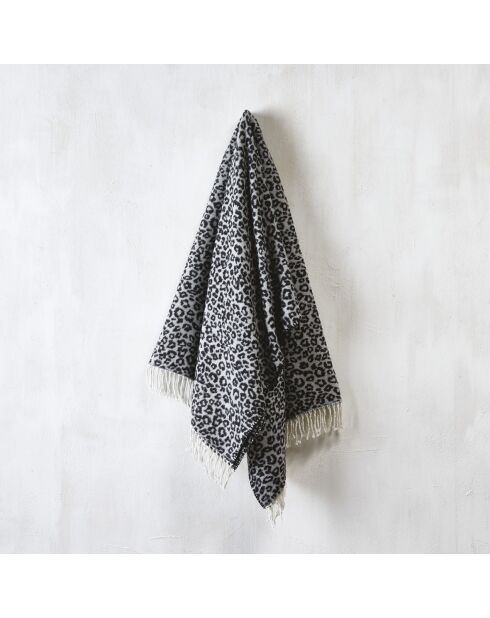 Plaid à carreaux tissé léopard noir/gris foncé - 130x170 cm