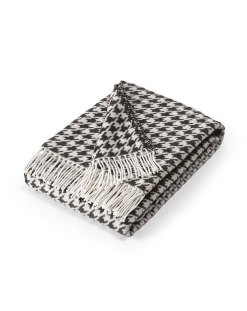 Plaid à carreaux tissé Pied de Poule Noir/Blanc - 130x170 cm