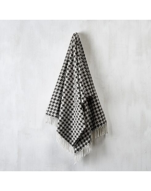 Plaid à carreaux tissé Pied de Poule Noir/Blanc - 130x170 cm
