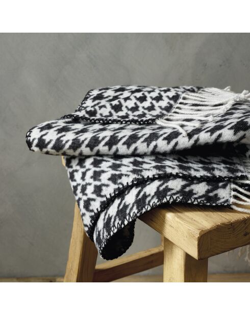 Plaid à carreaux tissé Pied de Poule Noir/Blanc - 130x170 cm