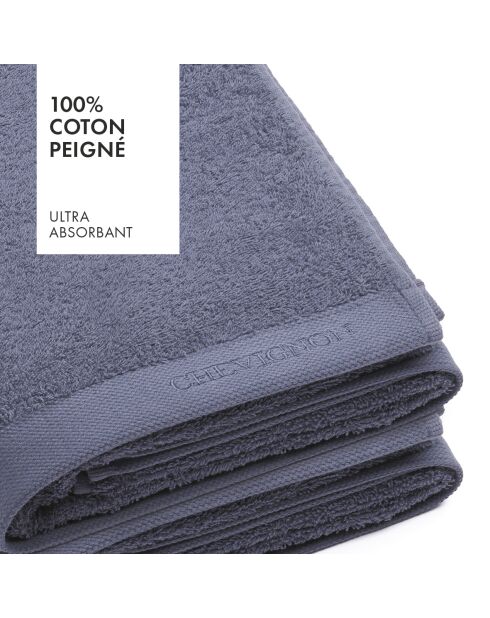 Lot de 2 serviettes de bain bleu-gris - 2x70x140 cm