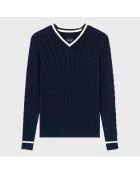 Pull Torsade dark blue