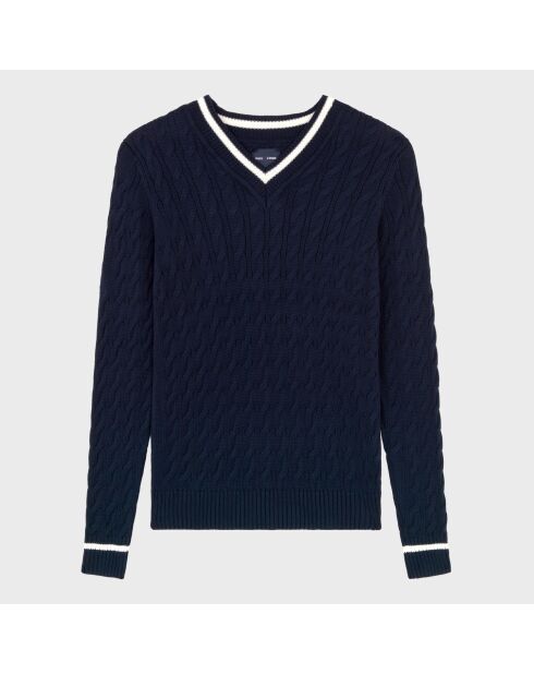 Pull Torsade dark blue