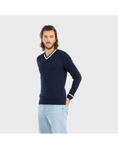 Pull Torsade dark blue