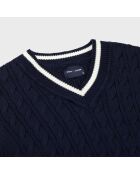 Pull Torsade dark blue