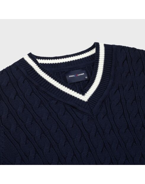 Pull Torsade dark blue