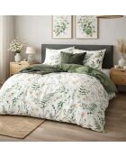 Parure housse de couette 3 pièces en coton 57 fils Lyken verte