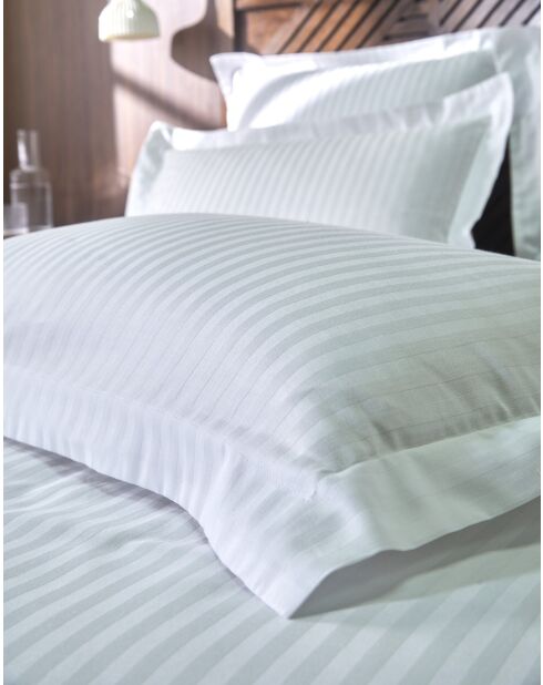 2 Taies d'oreiller 100% satin coton amboise blanches
