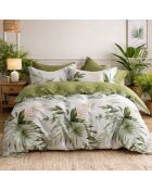 Parure housse de couette 3 pièces en coton 57 fils Kelys verte