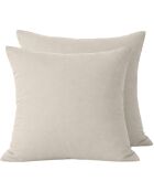 2 taies d'oreiller 100% percale de coton 70 fils naturelle écrues
