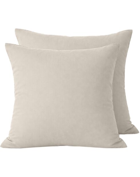 2 taies d'oreiller 100% percale de coton 70 fils naturelle écrues