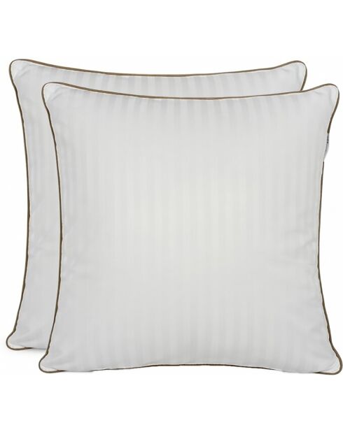 Lot de 2 oreillers plume de canard blancs - 60x60 cm