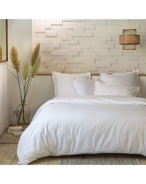 Drap plat 100 % percale de coton blanc