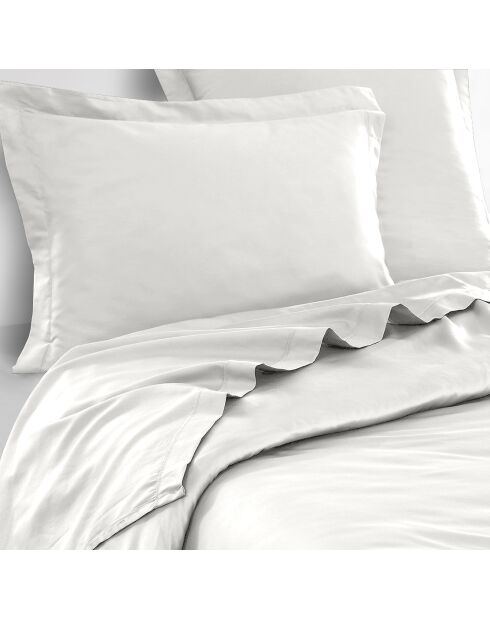 Drap plat 100 % percale de coton blanc