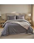Housse de couette réversible en 100% percale de coton 70 fils grise