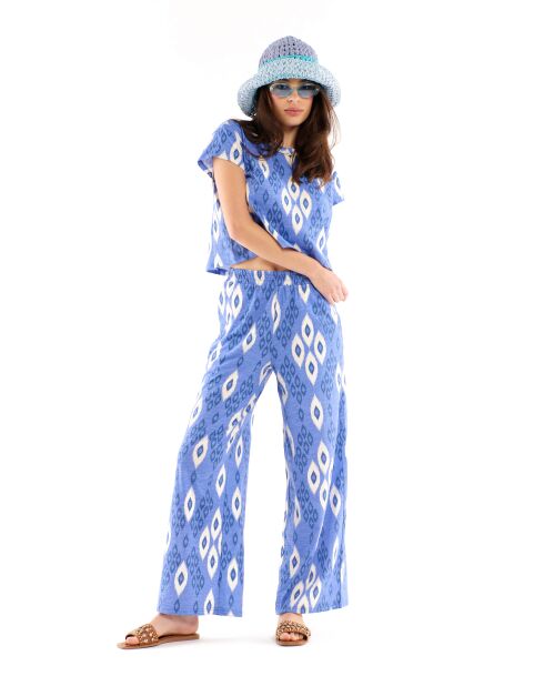 Pantalon ample imprimé Alessandro bleu