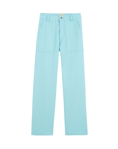 Pantalon jean large rétro Henry turquoise