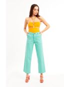 Pantalon jean large rétro Henry turquoise