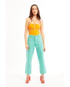 Pantalon jean large rétro Henry turquoise