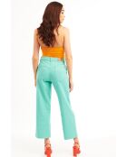 Pantalon jean large rétro Henry turquoise