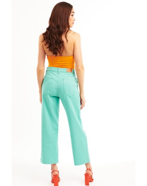 Pantalon jean large rétro Henry turquoise