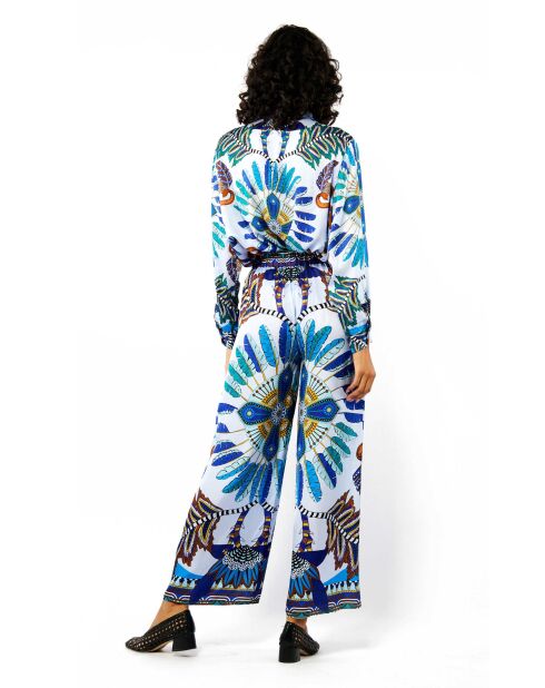 Pantalon droit imprimé Athena bleu