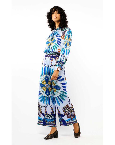 Pantalon droit imprimé Athena bleu