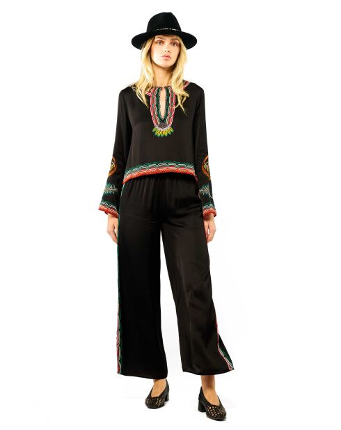 Pantalon droit à motifs Tina noir