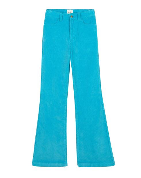 Pantalon flare en velours côtelé Victoria turquoise