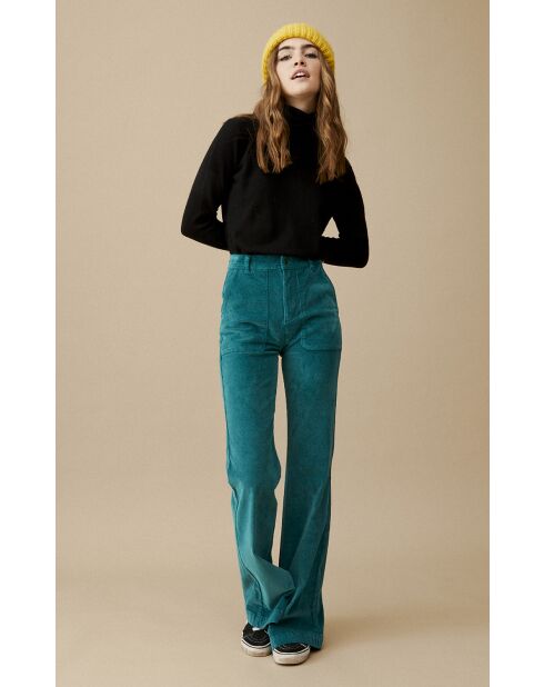 Pantalon bootcut velours côtelé Elisabeth bleu