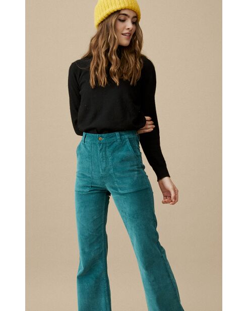 Pantalon bootcut velours côtelé Elisabeth bleu