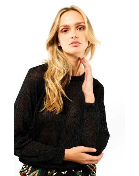 Pull manches longues col rond Romy noir