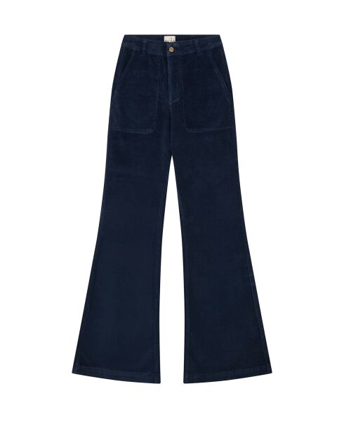 Pantalon bootcut velours côtelé Elisabeth bleu