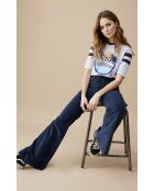 Pantalon bootcut velours côtelé Elisabeth bleu