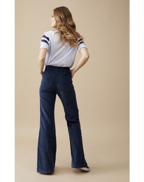 Pantalon bootcut velours côtelé Elisabeth bleu